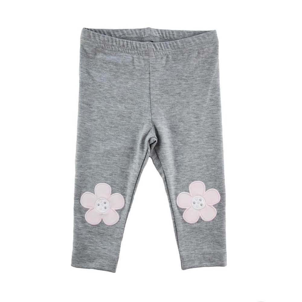 Florence Eiseman Grey Legging With Applique Flower Knees